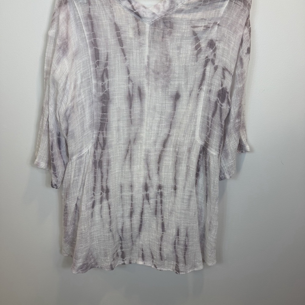 M. Rena Large Tie Dye Tunic Top Gauzy Lightweight Cotton Blend V-Neck - Picture 9 of 9